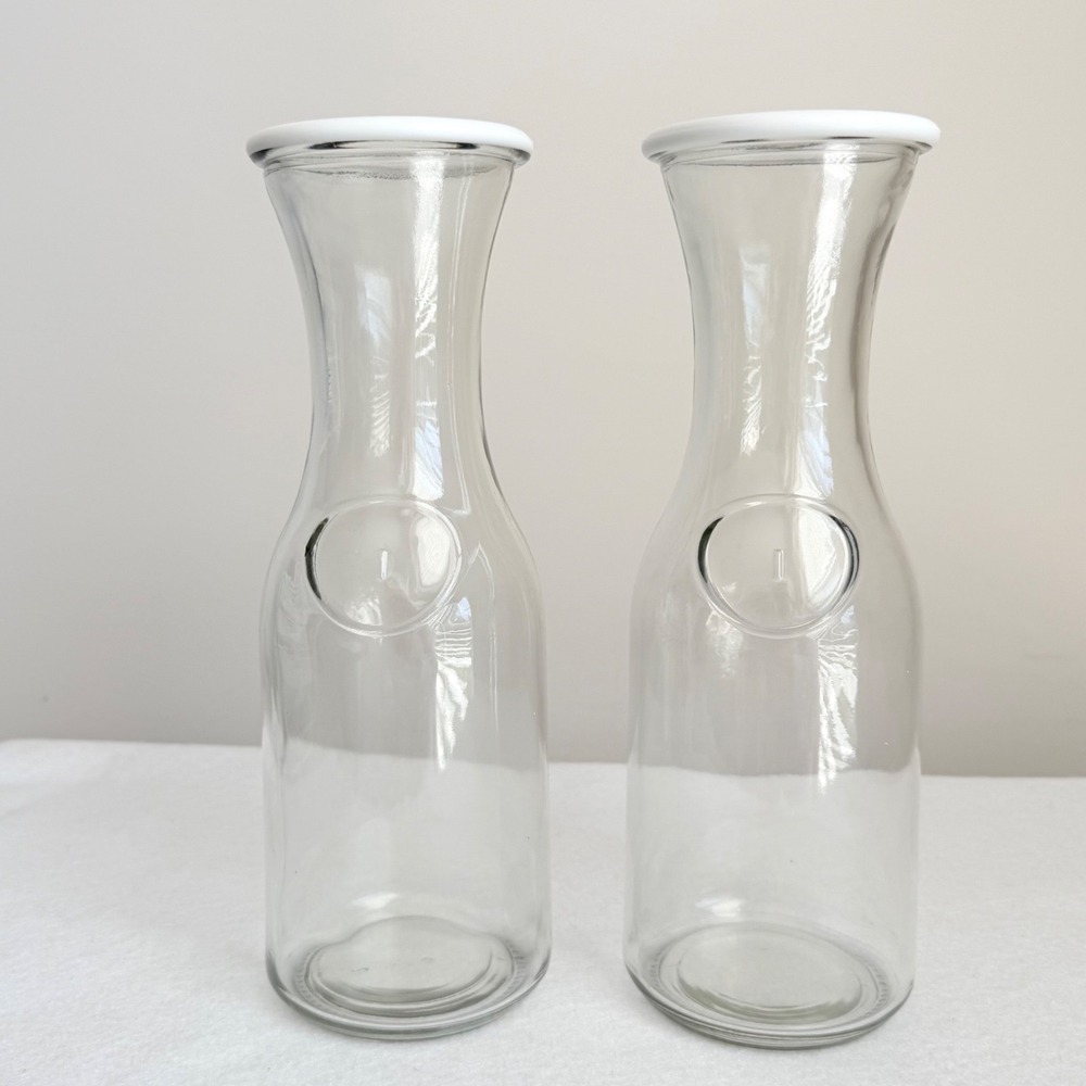 Unbranded Glass Carafe Set 2pc 1L Clear Excellent Minimalist Water Juice Pitcher